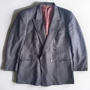 Vintage Double Breasted Plaid Blazer 44R Made in Canada Classic